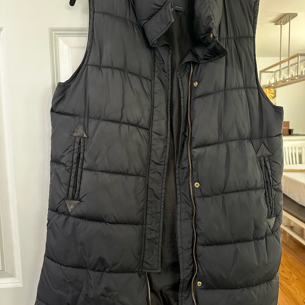 Zara Black Puffer Vest-Long